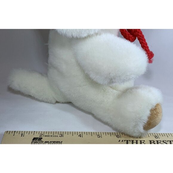 Vintage Commonwealth 1993 White Plush Dog Stuffed Animal Red Valentine Heart Bow - Picture 9 of 9